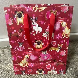 Rare Clementine Paper Valentine Heart Dog Puppy Gift Bag Red